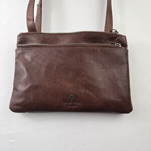 Wild West Los Angeles Brown Leather Crossbody Bag Purse Plaid Lining